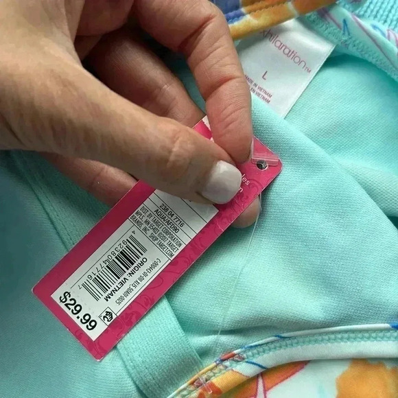 XHILARATION TROPICAL SCOOP BACK HIGH HIP ONE PIECE FLORAL SWIMSUIT, BLUE… - Picture 6 of 13